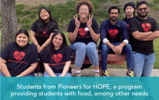 Students from Pioneers for HOPE, a program providing students with food, among other needs