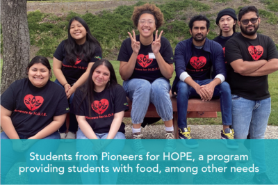 Students from Pioneers for HOPE, a program providing students with food, among other needs